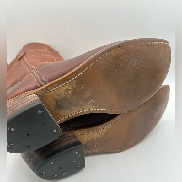 Vintage Landis Mens Buffalo Brown Leather Cowboy Western Boots 9 D 94046 USA - Picture 10 of 10